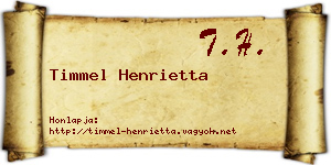 Timmel Henrietta névjegykártya